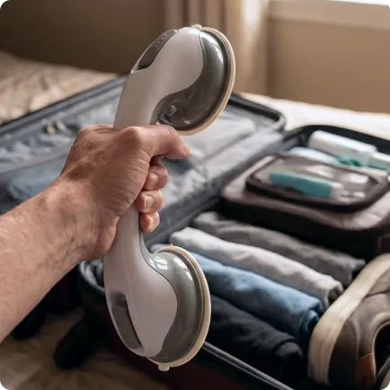 Support handle on backpack