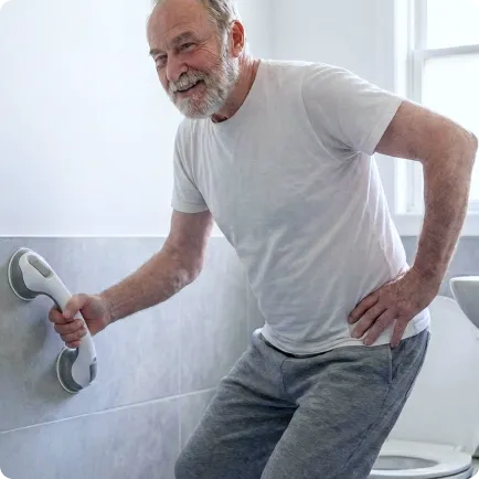 Elder using support handle