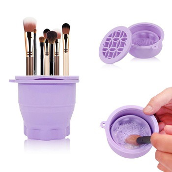 Faltbare Silikon-Pinselreinigungsmatte mit Organizer