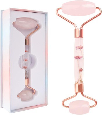 Gesichtsmassage-Roller aus Rosenquarz