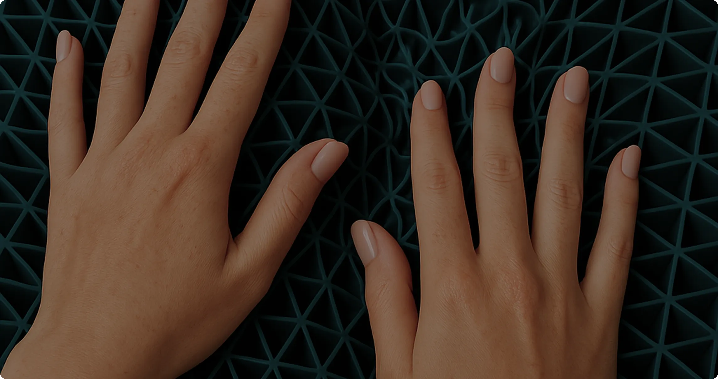 Freckled Hands on Teal Gel Cushion 