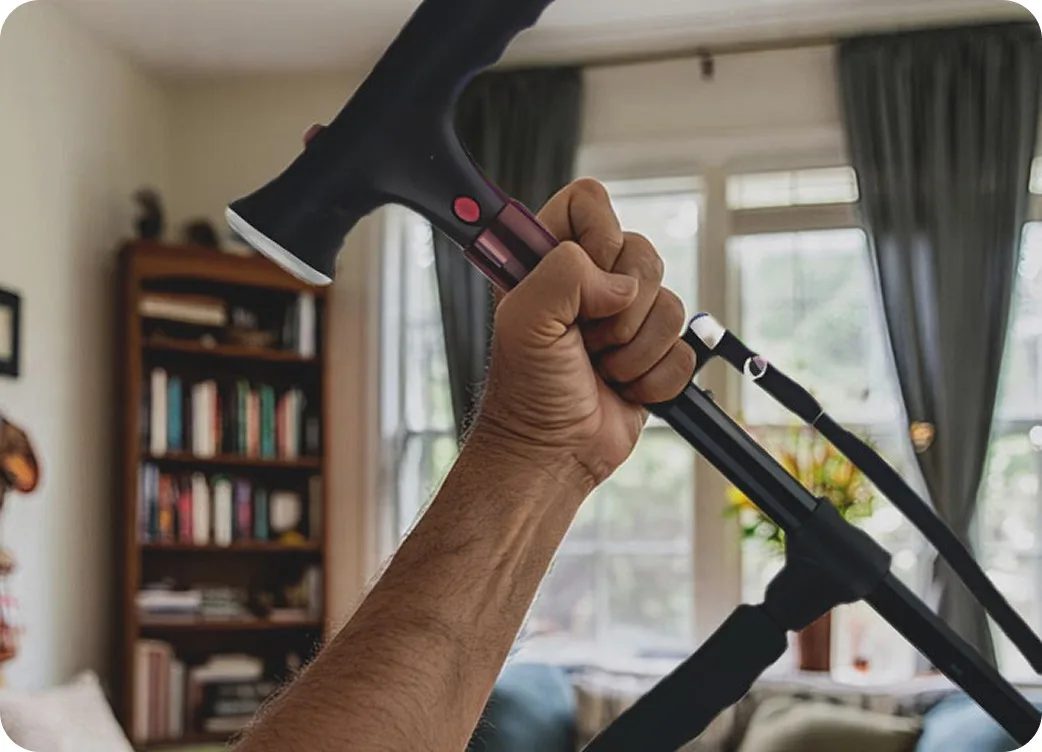 Hand gripping the Ready Walker T-handle