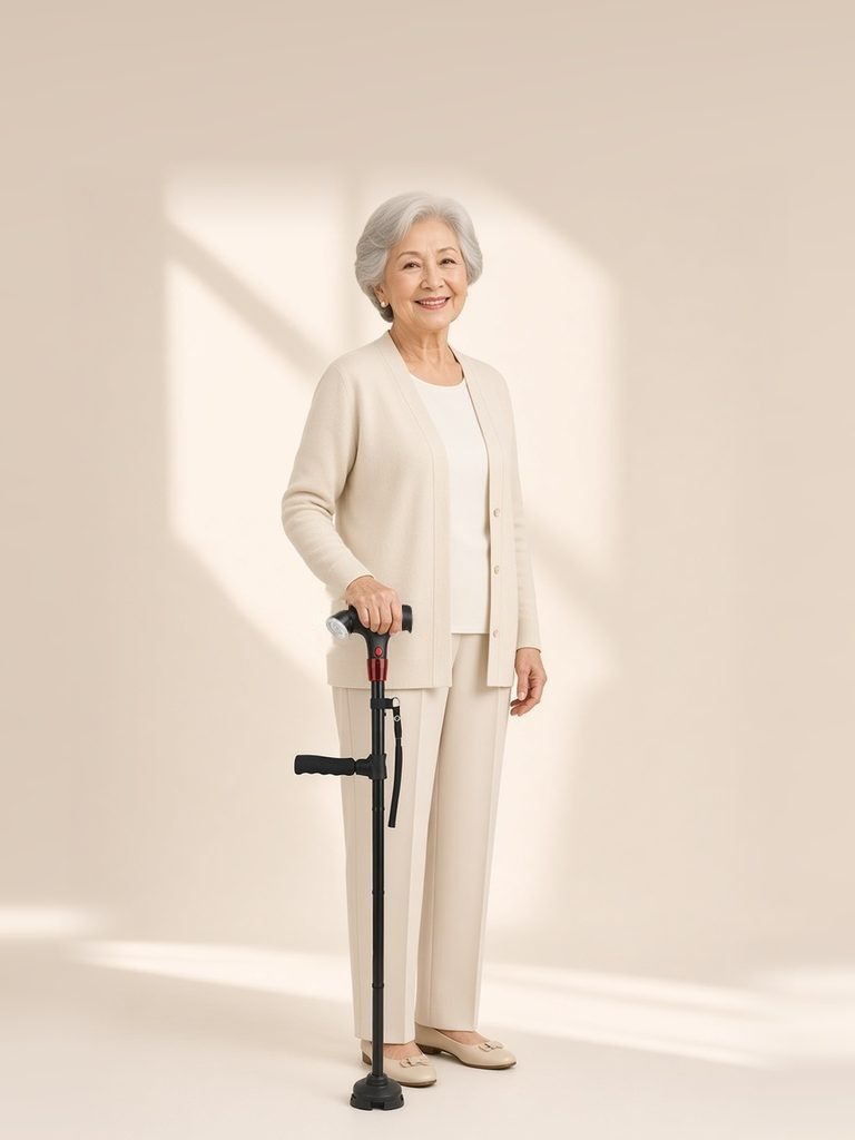 Woman using the Ready Walker Cane – Short