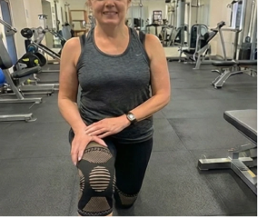Customer wearing a RelievCore knee sleeve