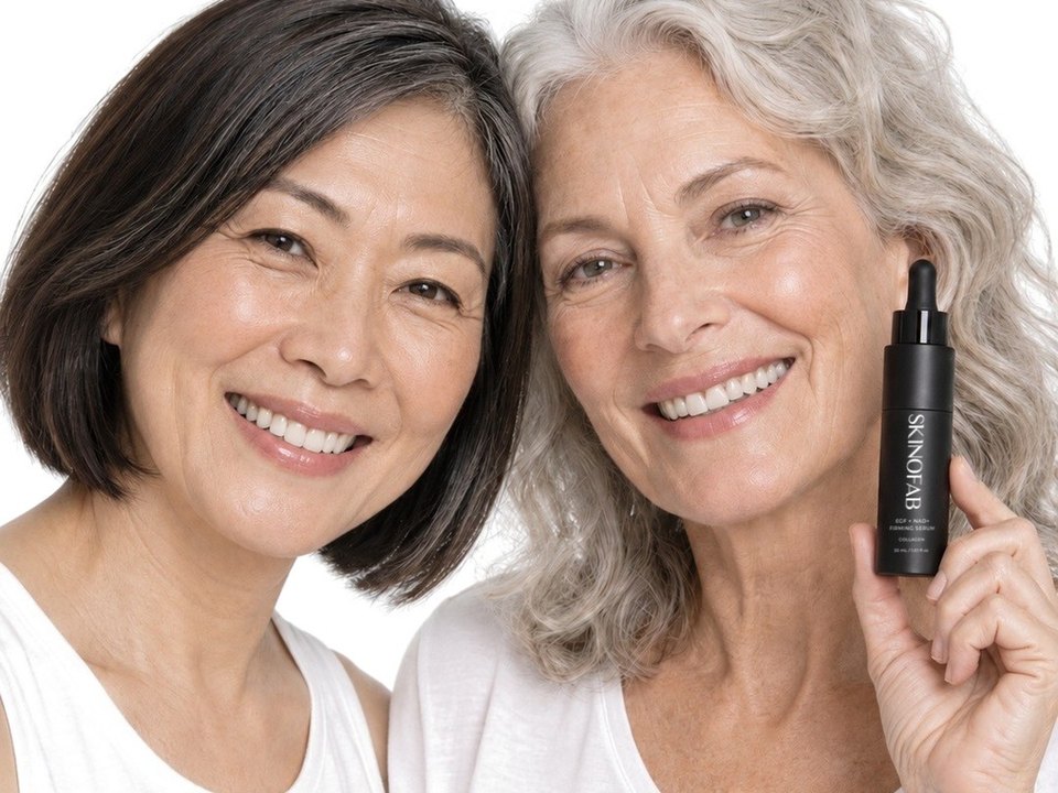 Two women in their fifties and sixties with the serum