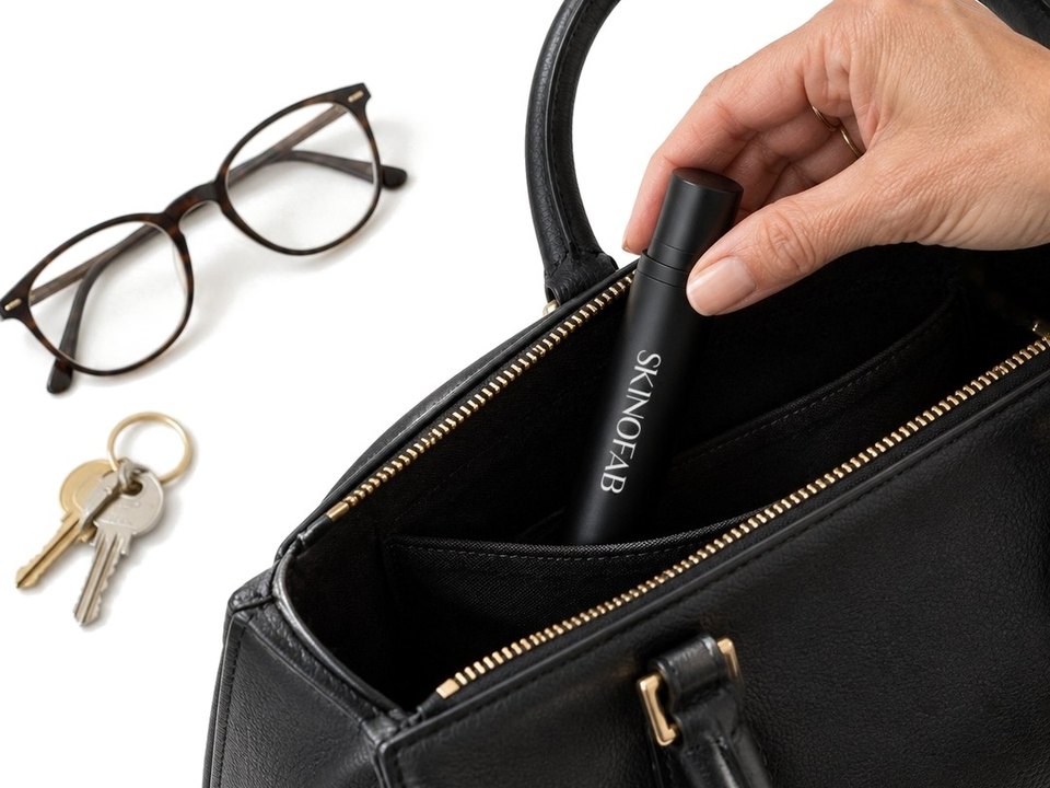 The stick going into a handbag