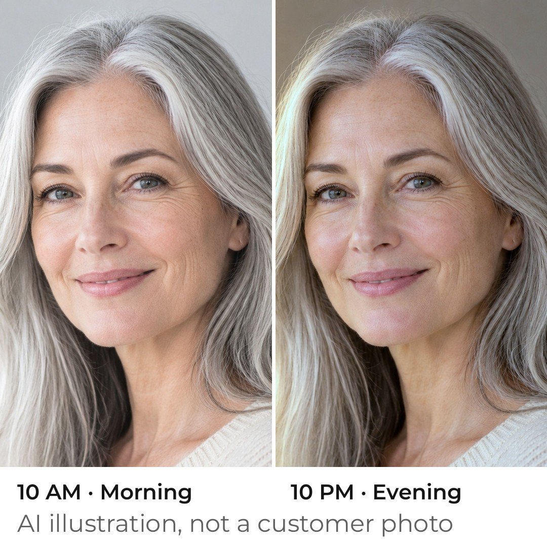 The same woman at 10 AM and at 10 PM wearing the stick (AI illustration)