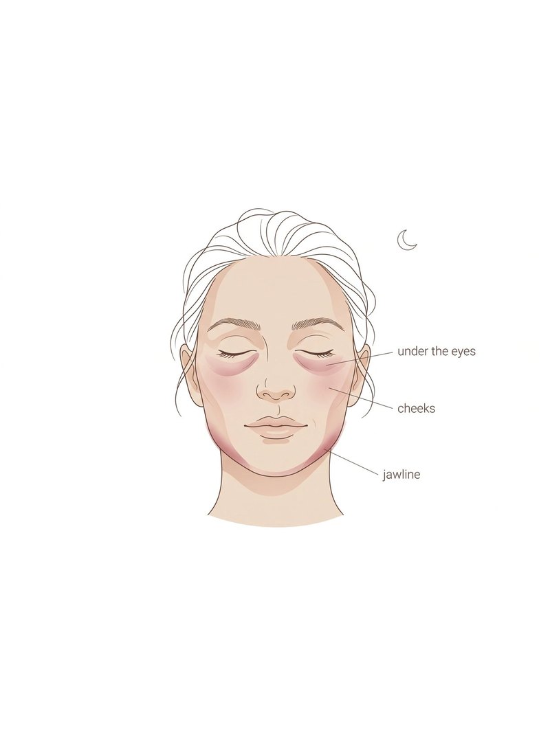 Eyes, cheeks and jaw