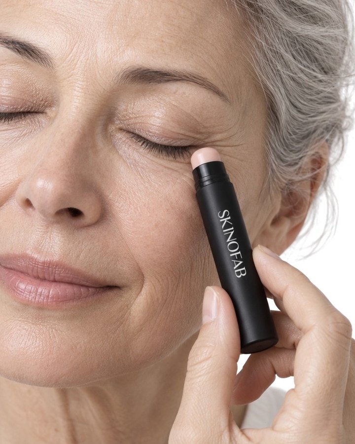 Pressing the balm under the eye