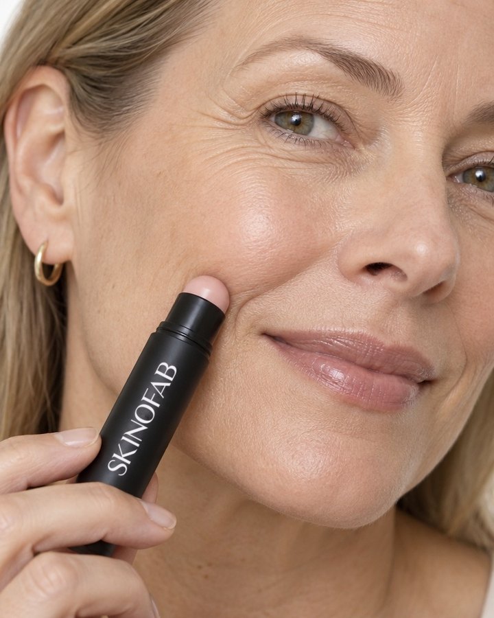 Gliding the balm along a smile line