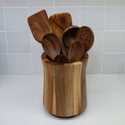 7 Piece Teak Utensil Set + Caddy Bundle