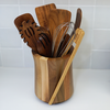 10 Piece Teak Wooden Utensil Set + Caddy Bundle