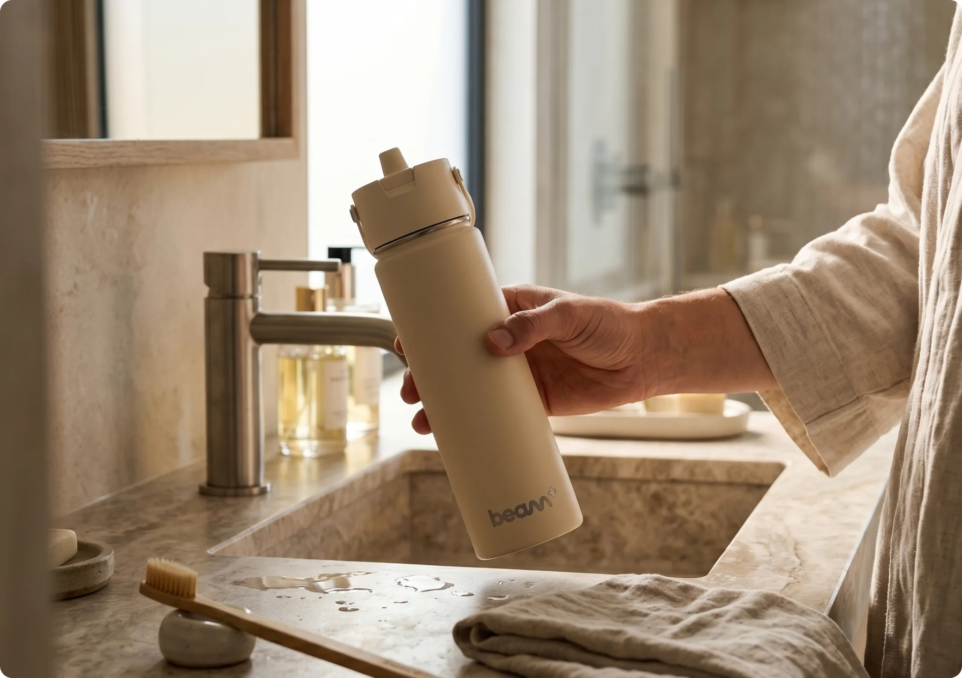 Beam+ bottle used during travel