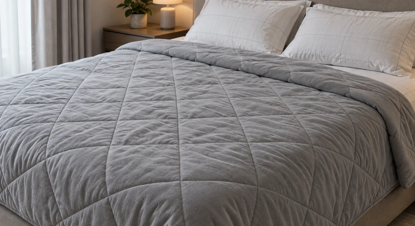 The Stillweight weighted blanket on a bed