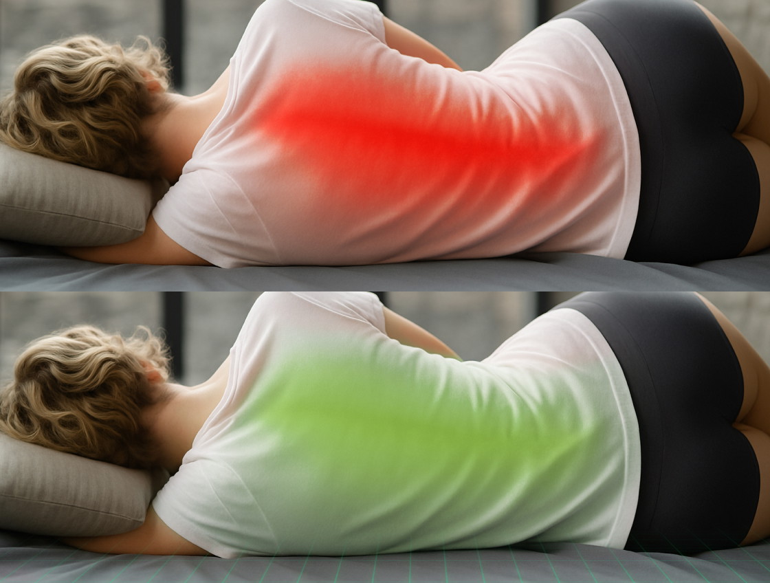 Before-and-after visualization of back pain relief