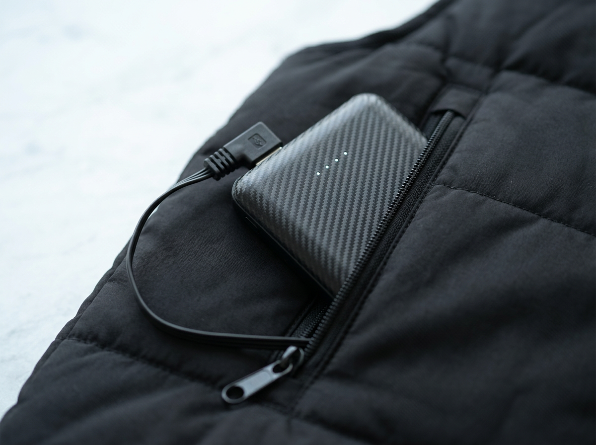 Ultra Power Bank inside the vest's zippered pocket