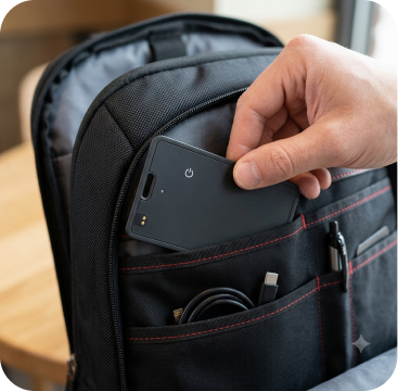Smart Locator in a laptop bag pocket