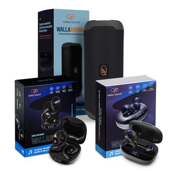 WallaBuds Fit Open Ear + Walla Buds Pro Earbuds + Walla Sound Speaker