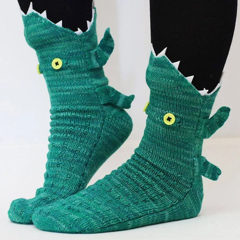 Full photo of both green crocodile Wildsoles, worn on feet