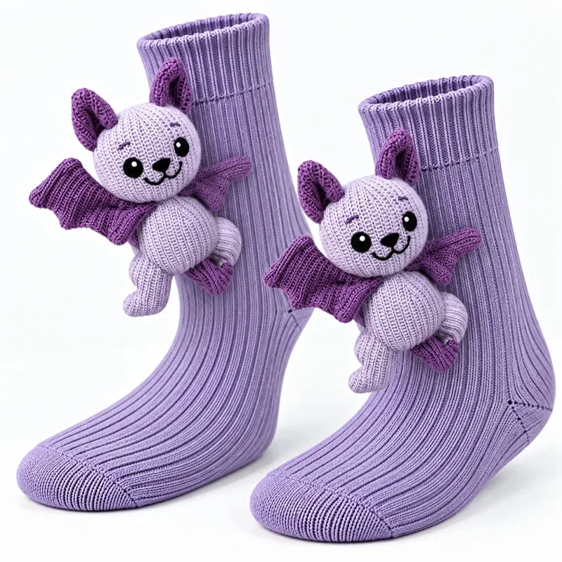 Echo The Bat knitted animal socks