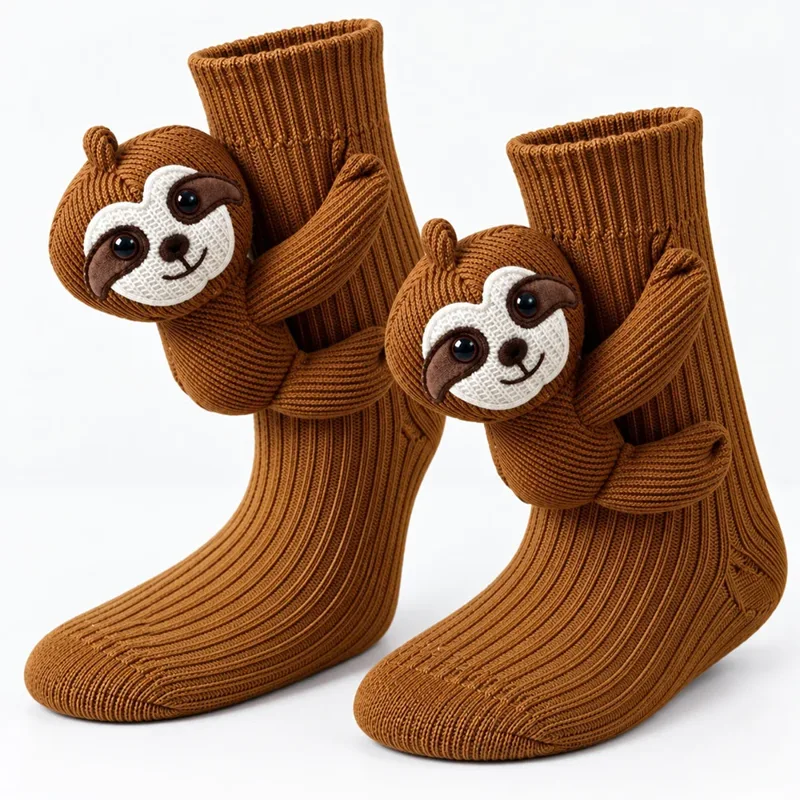 Slowmo The Sloth knitted animal socks