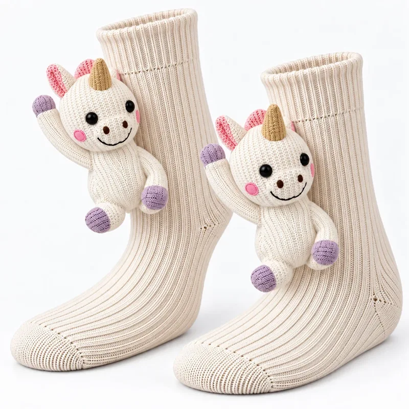 Twinkle The Unicorn knitted animal socks