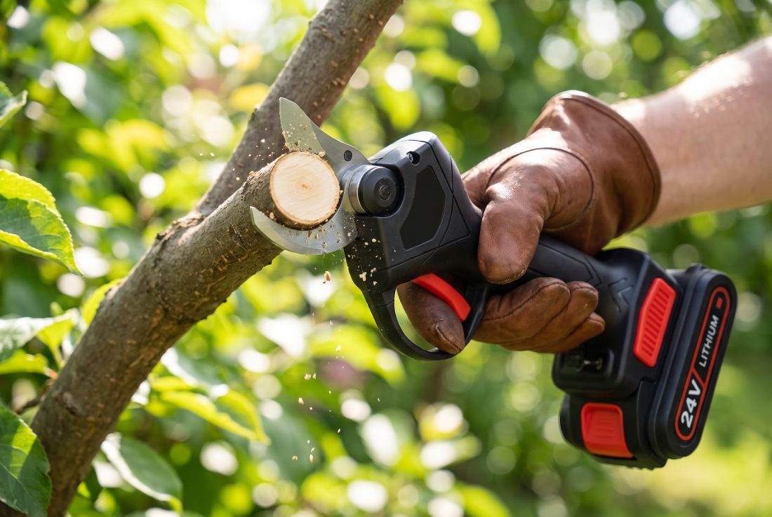 Trimming a tree limb with the WOODRANGER Power Shears