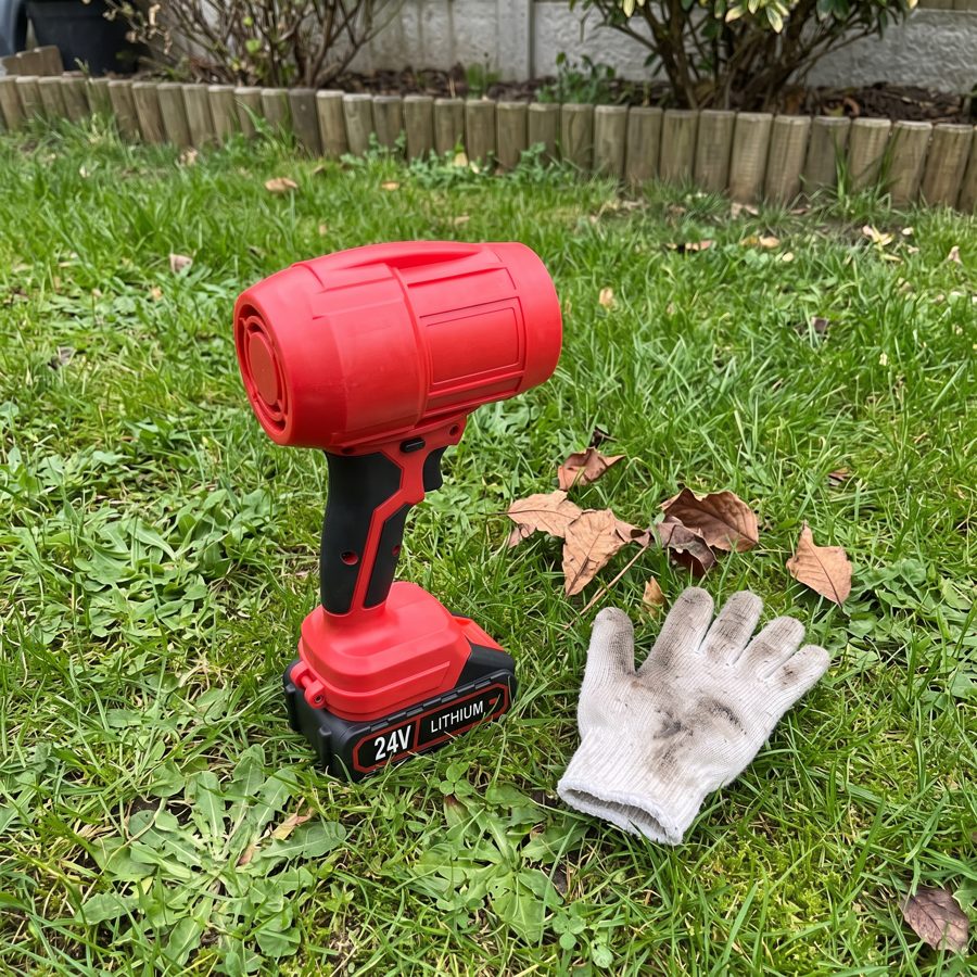 Quietly clearing a walkway early in the morning with the WOODRANGER Power Leaf Blower