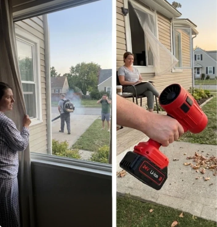 Wood Ranger quiet leaf blower — ideal for early morning yard work