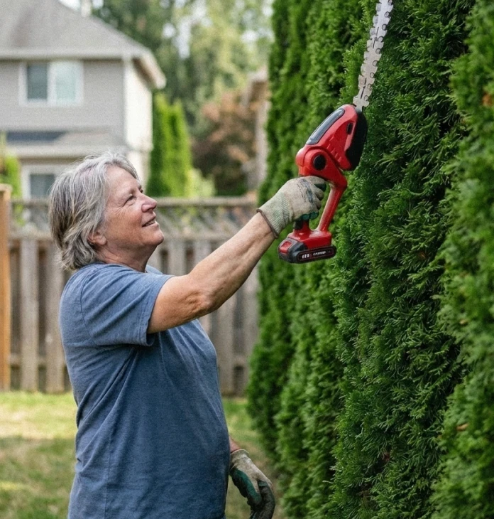 Wood Ranger lightweight hedge trimmer — zero shoulder strain