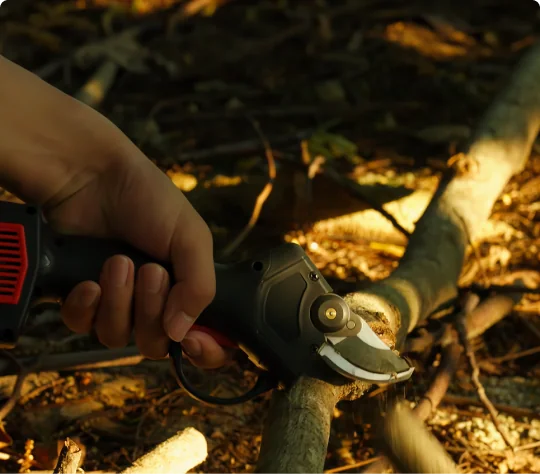 Trimming a hedge one-handed with the WOODRANGER