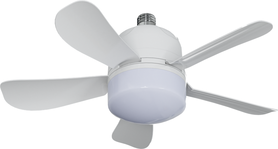 The socket fan with its standard E26 screw base