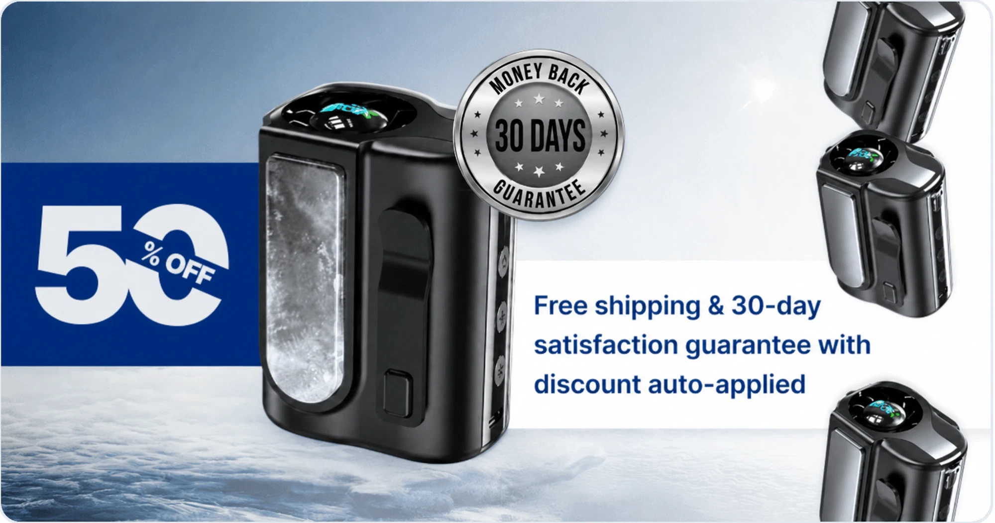 Arctic Clip multi-pack promo — 50% off, free shipping, and 30-Day Returns