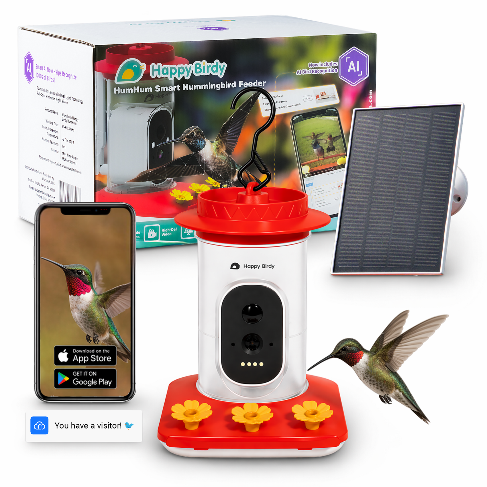 WuzuTech Happy Birdy HumHum | Smart Hummingbird Feeder with Camera