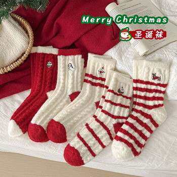 4-Pairs Christmas Winter Fuzzy Coral Fleece Socks – Thick, Warm & Cozy Plush Lined Socks